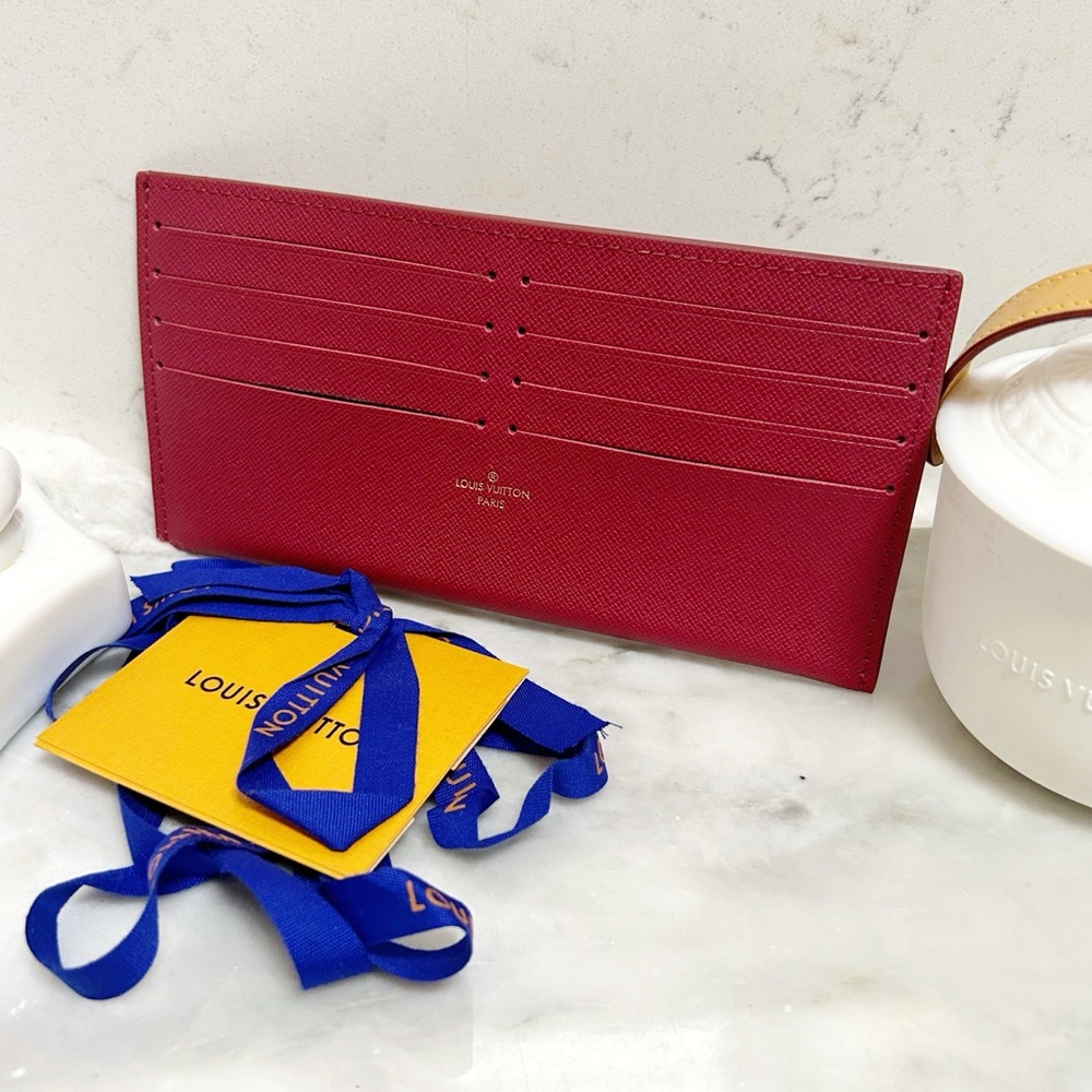 Authentic Louis Vuitton Calfskin Felicie Card Holder / Wallet in Fuschia - Picture 3 of 11